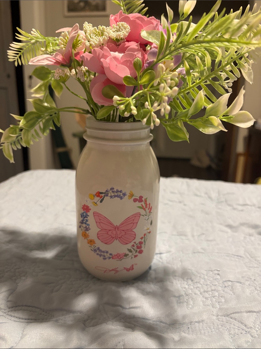 Dolly Parton Spring Floral Arrangement In Mason Jar Decor